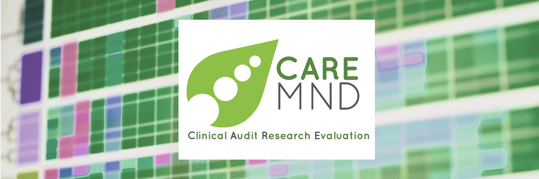 CARE-MND logo in front of an abstract image of data