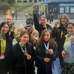 MS imaging group completing the Edinburgh Kiltwalk (Christine pictured front row, far right; Francesca pictured back row far right)