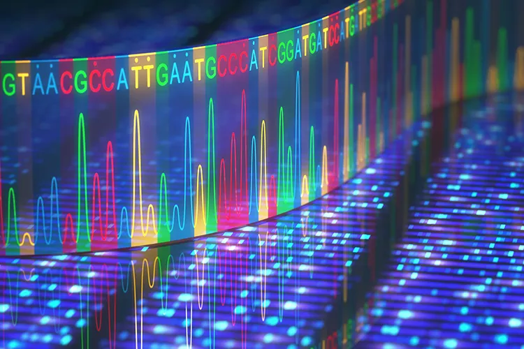 Artistic illustration of DNA sequencing technology